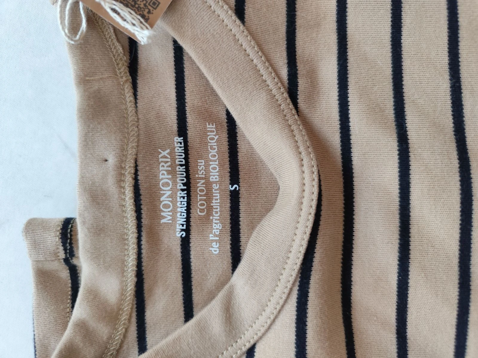Camiseta de mujer a rayas nueva 100% algodón nuevo de Monoprix talla S – photo 5